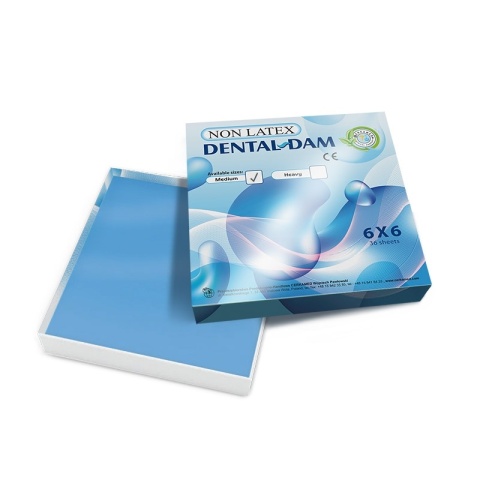 Koferdam bezlateksowy CERKAMED Dental-Dam średni, niebieski