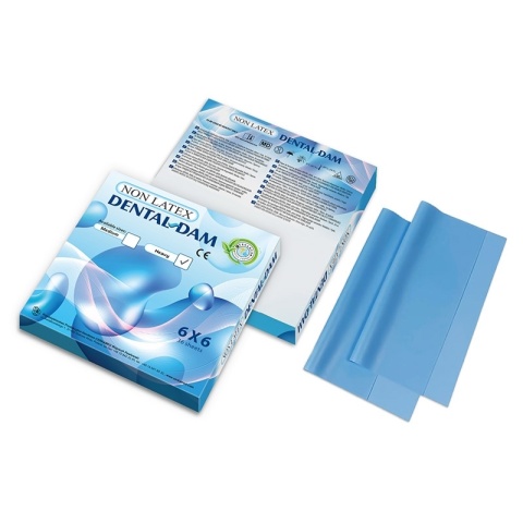 Koferdam bezlateksowy CERKAMED Dental-Dam gruby, niebieski