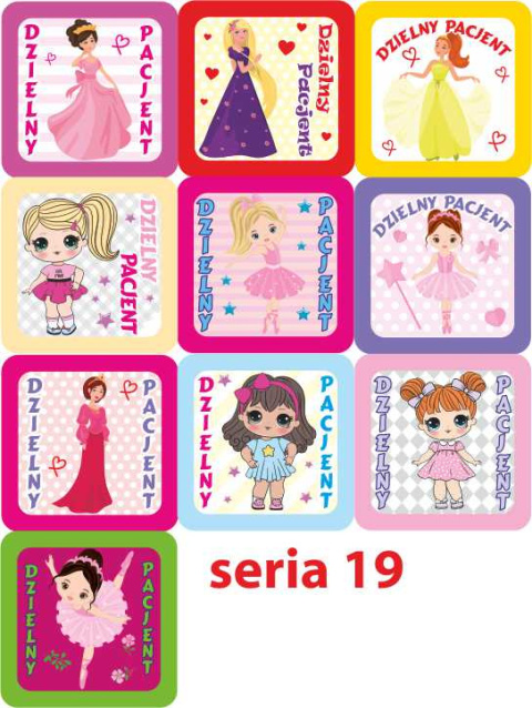 Naklejki Dzielny Pacjent WZORY DO WYBORU 100 szt.