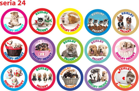 Naklejki Dzielny Pacjent WZORY DO WYBORU 100 szt.